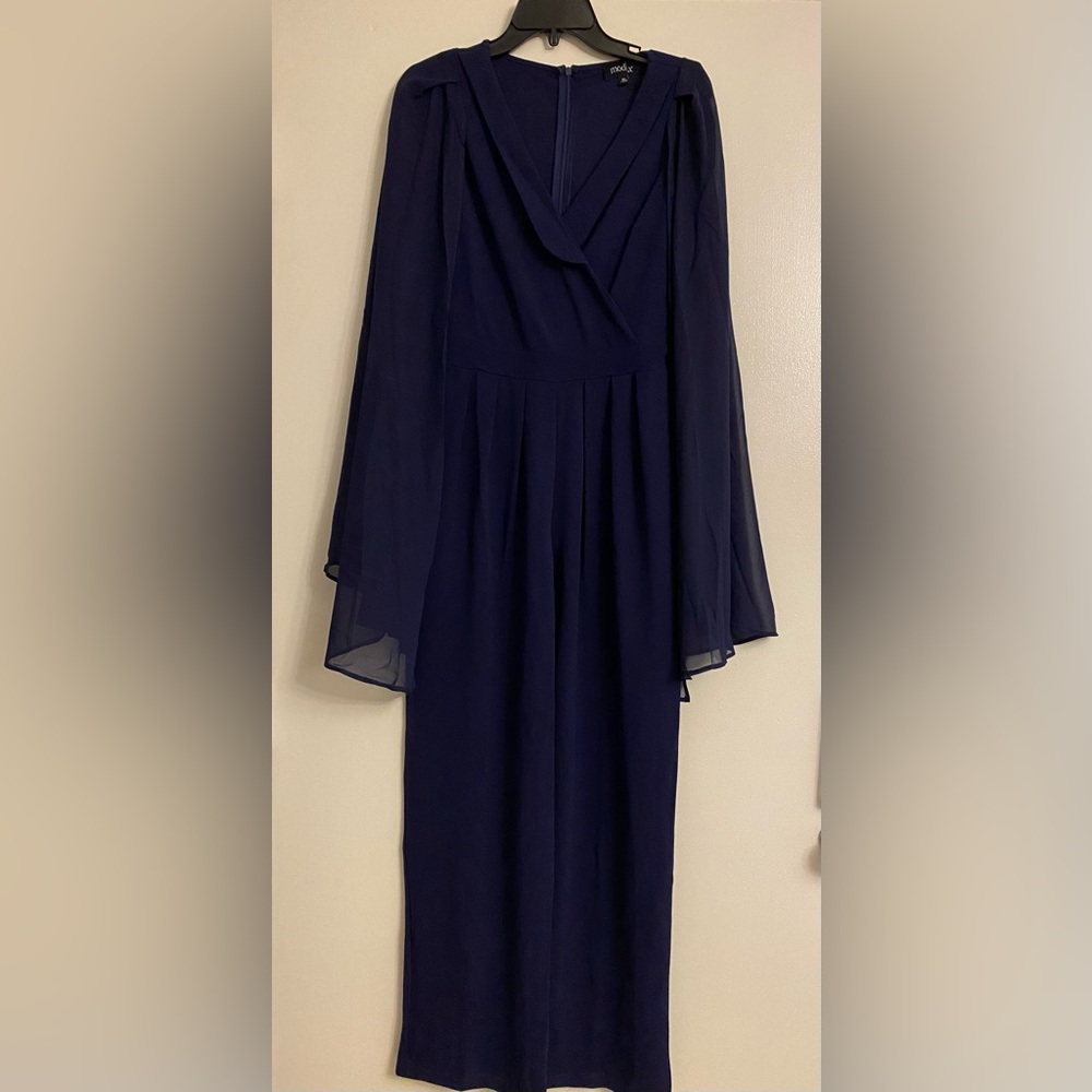 Women’s Navy Blue Long Sleeve Dressy Jumpsuit Size XS NWOT